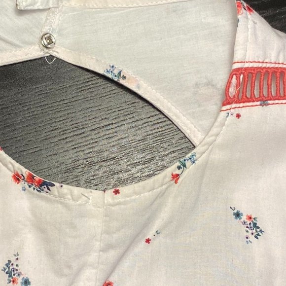 eShakti Floral Print Cotton Lattice Trim Dress - Picture 8 of 10